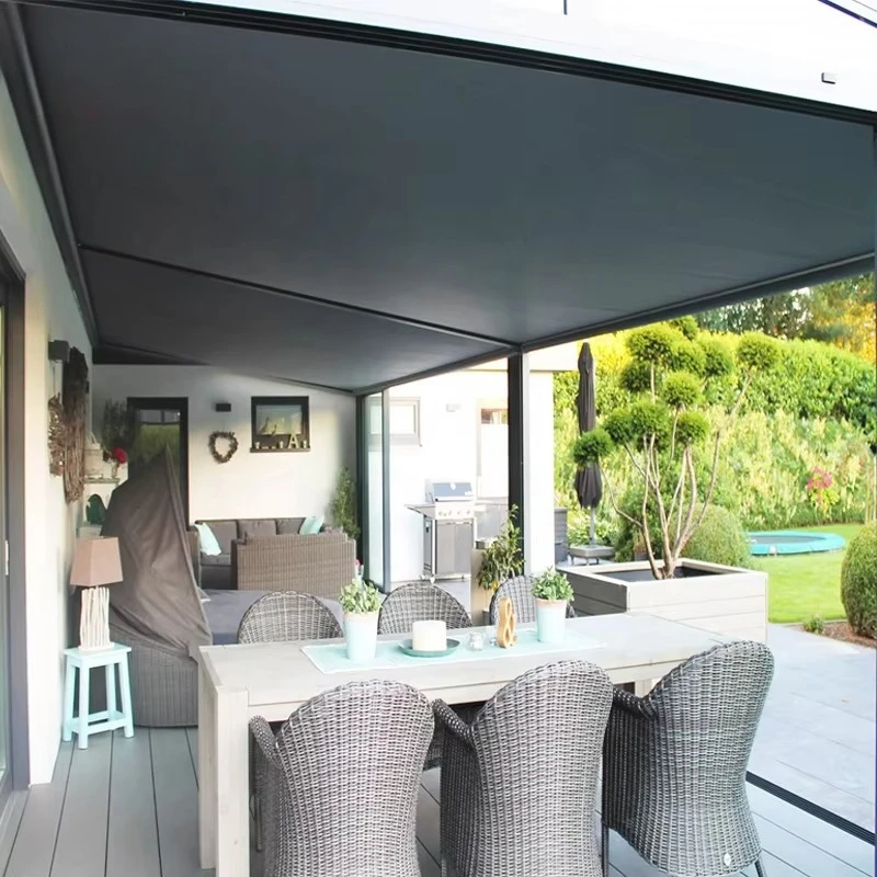 Weatherproof Outdoor Motorized Electric Awnings with Remote Control Rooftop Electric Awnings for Sun Room