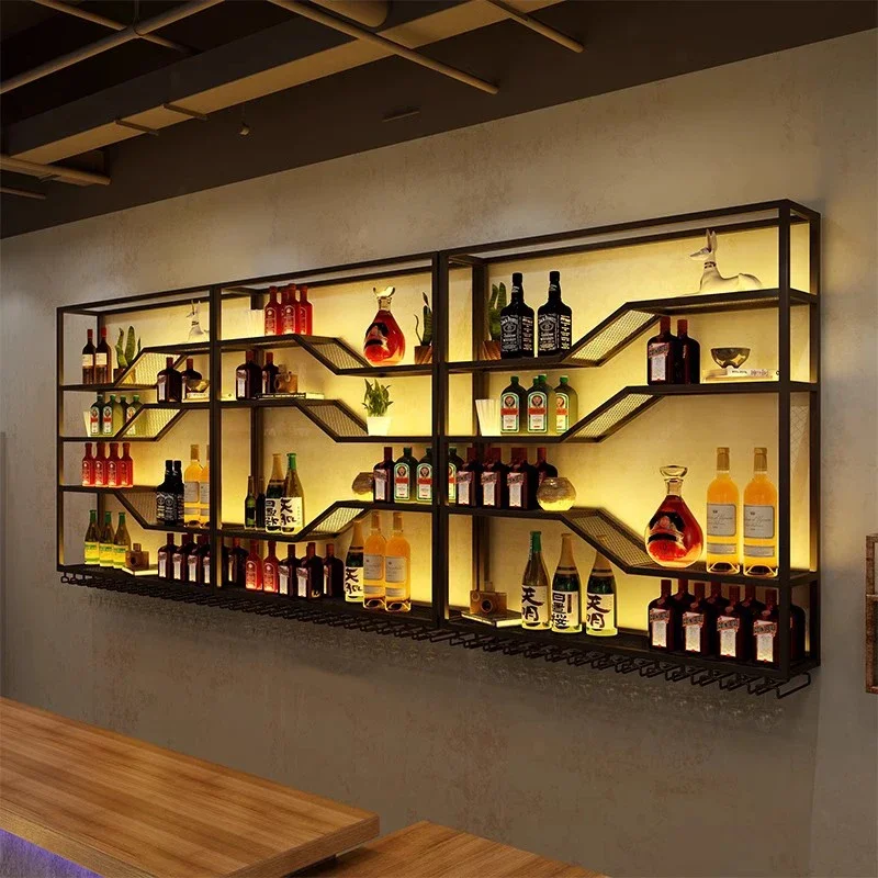 

Furniture Entrance Hall Restaurant Farmhouse Bar Cabinet Luxury Mini Assemble Liquor Bottles Wall Wine Shelf Equipment Cottage