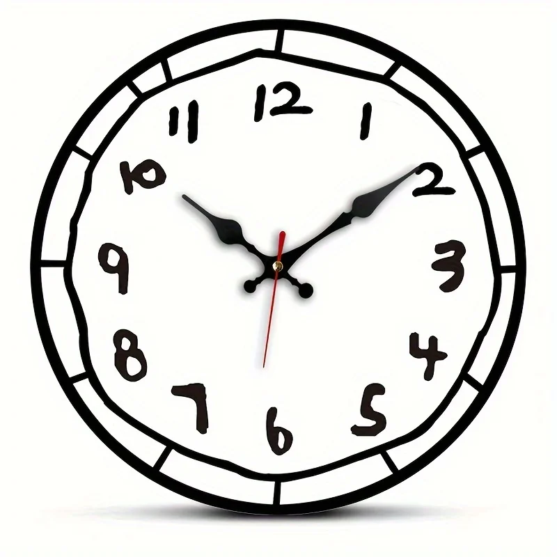 Modern Silent Quartz Wall Clock - Large Number Display, Wooden Round Design for Bedroom, Living Room, Office, Kitchen, Bathroom - Battery Operated (AA), No Battery Included