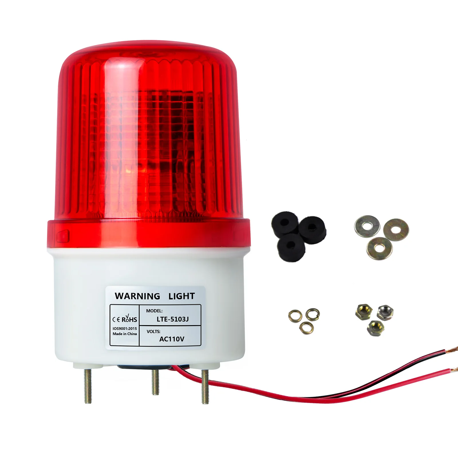 

Industrial High Quality Red Led Strobe Beacon Light 2Pcs Emergency Flashing warning Lamp with Buzzer 90dB Siren Light