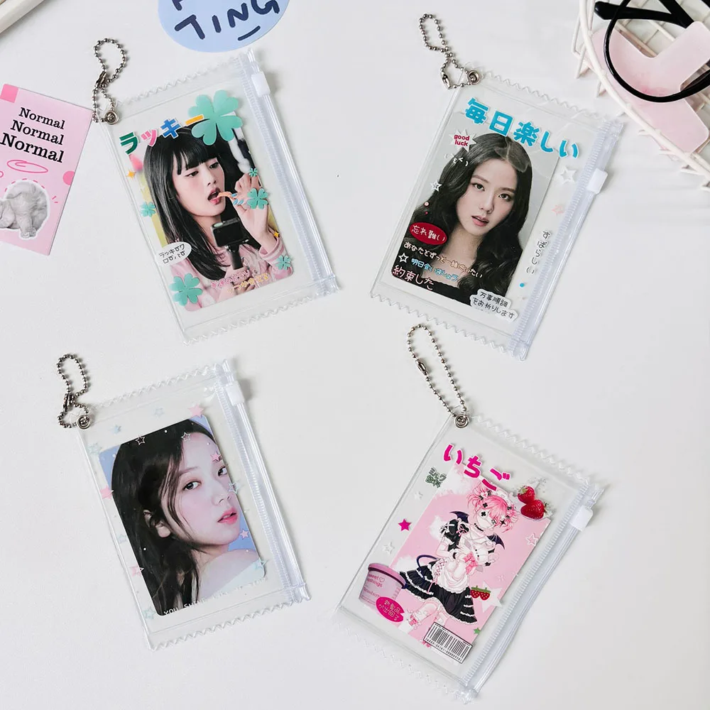 INS Creative Snack Bag Photocard Holder Girls Transparent Guka Card Case Student 3-inch Small Id Bus Card Case Bag Pendant
