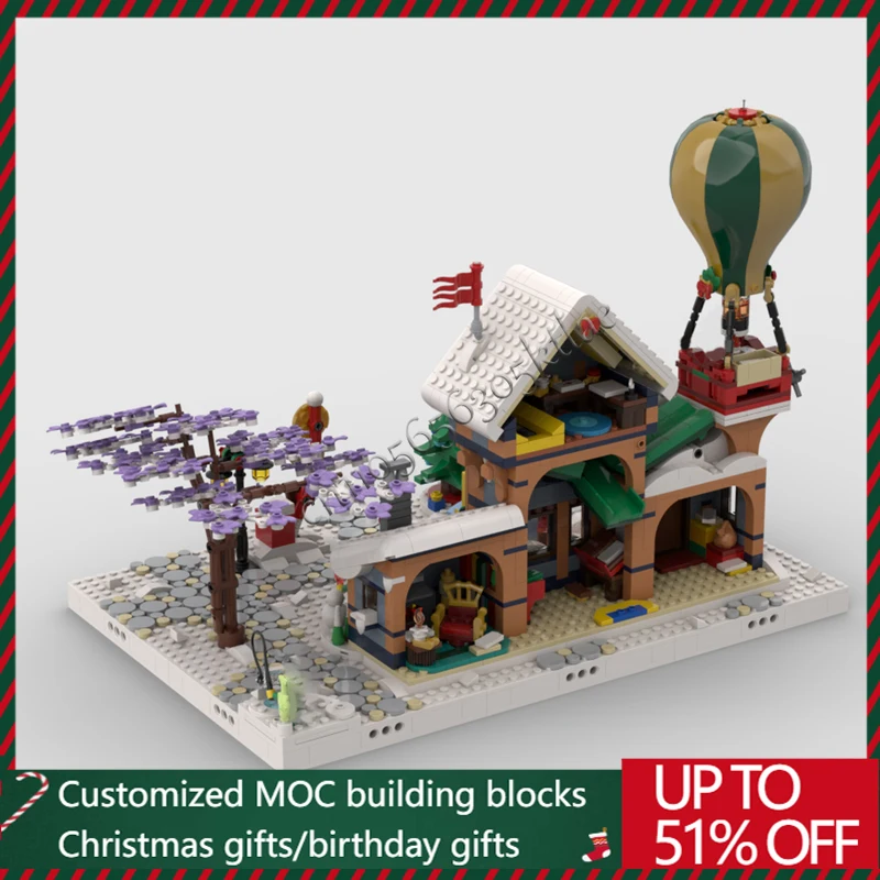 676 Parts MOC Christmas Series Post Office Model Building Block Bricks DIY Creative Assembly Set Educational Toys Surprise Gifts