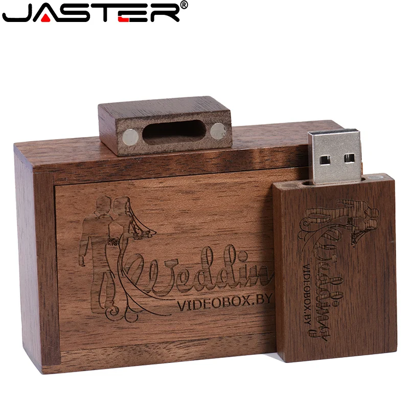 JASTER Flash Drive Usb 2.0, Flash Drive kayu/bambu 4GB 8GB 16GB 32GB 64GB 128GB Logo gratis untuk fotografi hadiah pernikahan