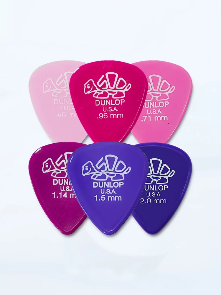 Dunlop Delrin 500 Guitar Picks 41R 0.46/0.71/0.96/1.14/1.5/2.0 mm Smooth Surface Beveled Edge Design Warm Tone