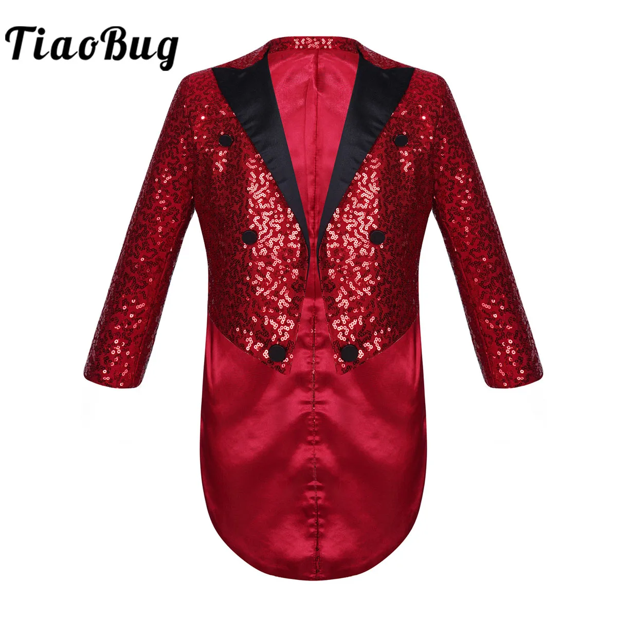 

Kids Boys Sequin Costume Glittery Lapel Fashion Festival Rave Party Coat Hip Hop Jazz Dance Clothes Tailcoat Jacket