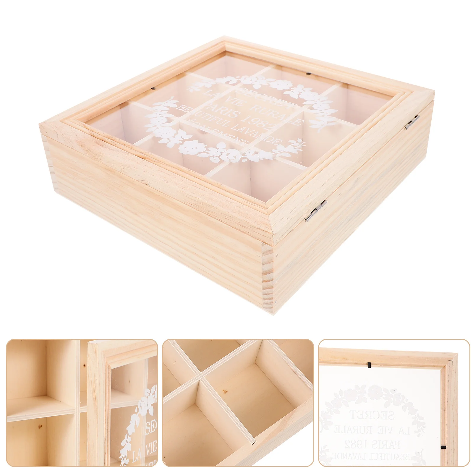 

Wooden 9-Grid Storage Box Jewelry Organizer, Desktop Sundries Keeper, Multi-Purpose Craft Supplies Case, Jewelry Storage
