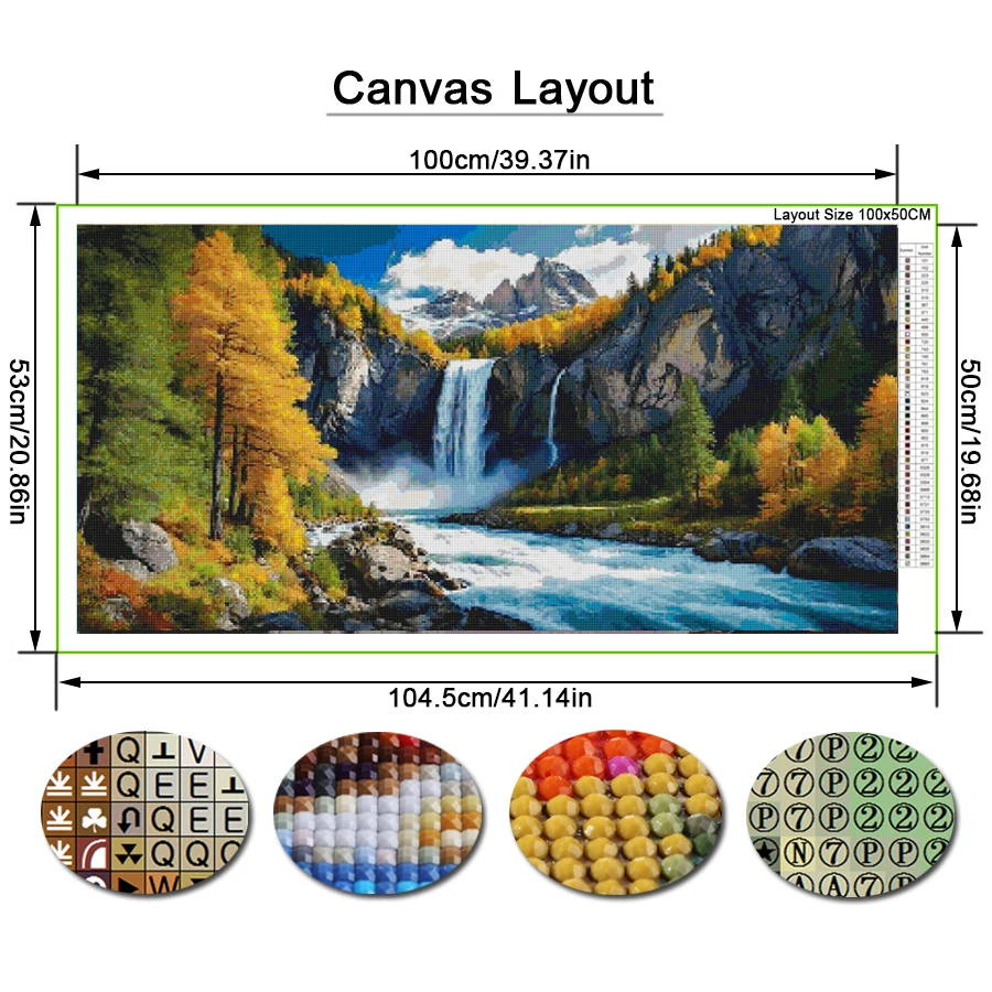 New Diamond Painting Large Size Natural Scenery Waterfall Mountain Diy Full Mosaic Embroidery Landscape Forest River Picture