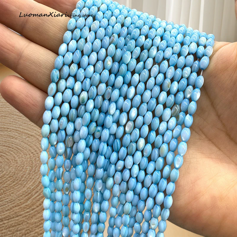 

Oval 4x7mm Natural Stone Lake Blue Shell Loose Spacer Beads for Jewelry Making Diy Earrings Bracelet Charms Accessories 15''