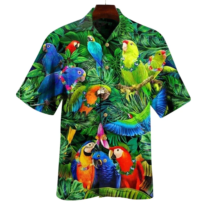 New Summer 3D Animal Parrot Rabbit Printed Shirts For Women Children Fashion Funny Shirts Blouses Hawaiian Cute Clothing Y2k Top