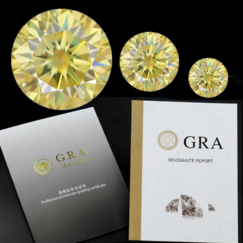 

100% Real Yellow Moissanite Diamond D Color Certified Moissanite Loose Stone Gemstone With Report Jewelry Making Materials