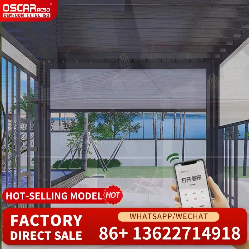 

Retractable Waterproof Motorized Zipper Roller Screen Shade Accessories for Outdoor Use Rolling Blind