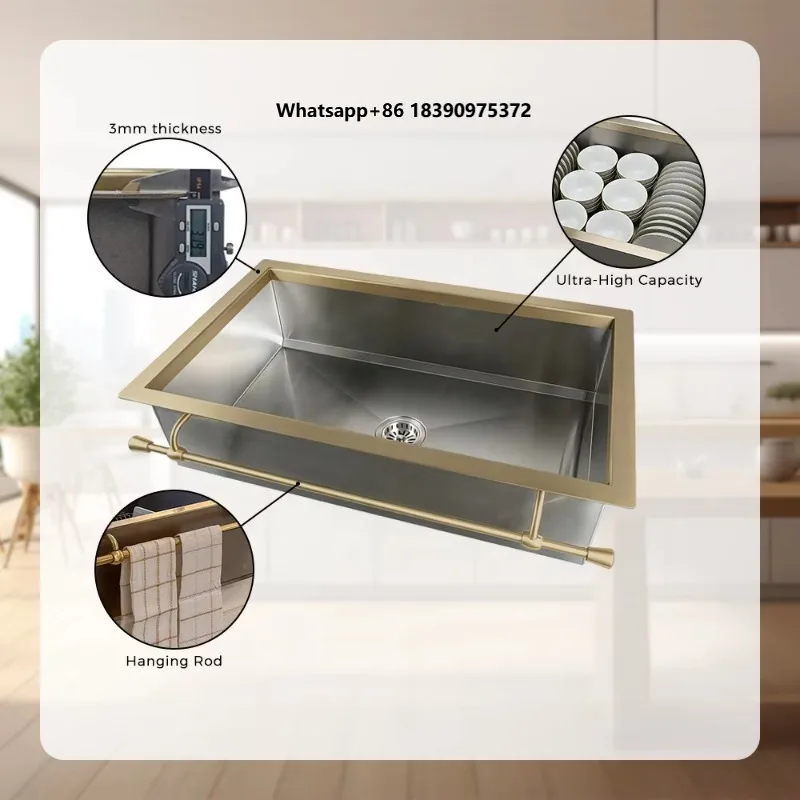 Rectangular Sink Antique Stainless Steel Kitchen Sink Under Counter Mounted  Vintage Kitchen Sink