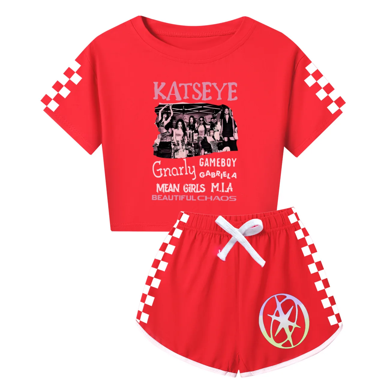 K-Pop KATSEYE Pyjamas Kids 2027 Summer Pajama Sets Teenager Girls Short Sleeve Tops Shorts 2pcs Sets Boys Training Sportsuits