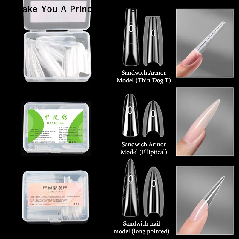 【HBA】Sandwich Dual Nail Forms 60pcs 15Size Quick Extensions-Dual Forms T-shaped Ellipse Manicure Forms Top Mold Bottom Mold 3D
