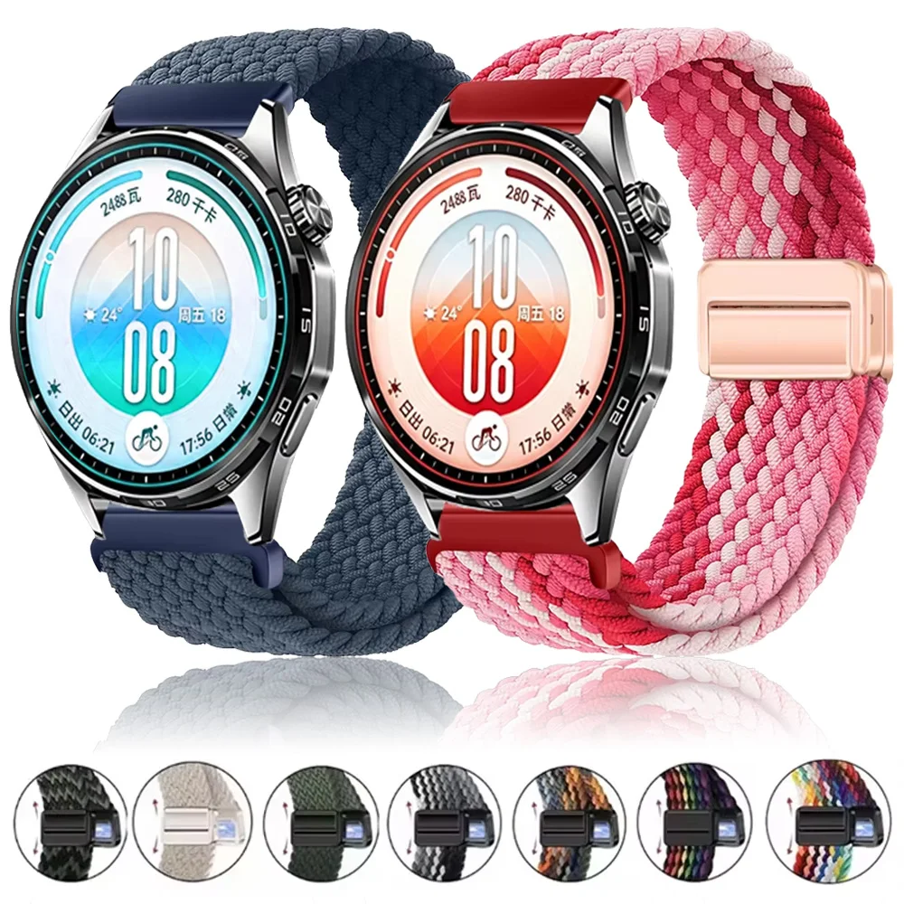 20mm 22mm Weave Nylon Strap For Huawei Watch 5 GT7 Pro GT6 Pro GT7-6-5-4 46mm Magnetic Button Band Breathable Bracelet Wristband
