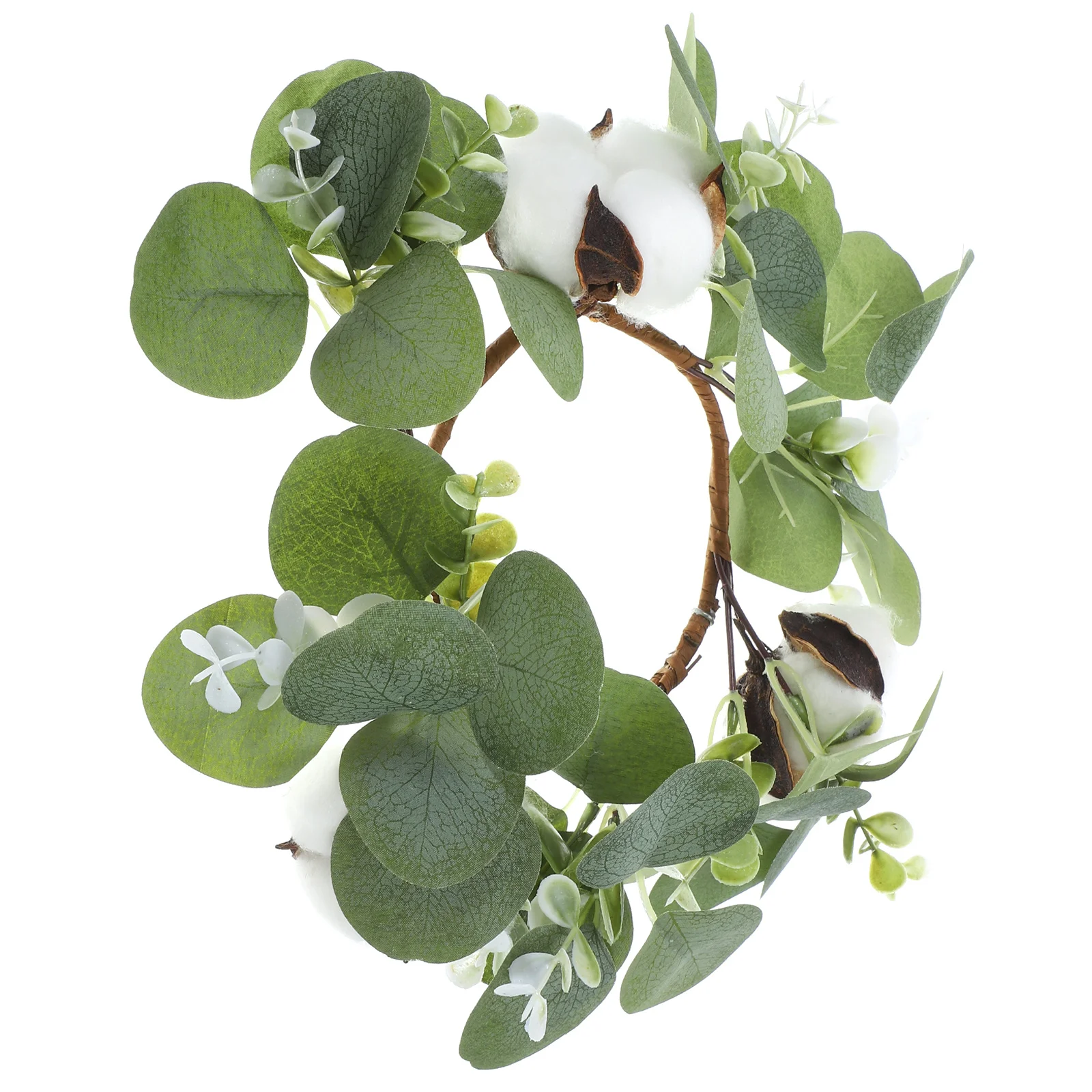 

Artificial Garland Flower Rings for Candles Fake Leaf Wreath Garden Party Decorations Eucalyptus Mini Wreaths Faux