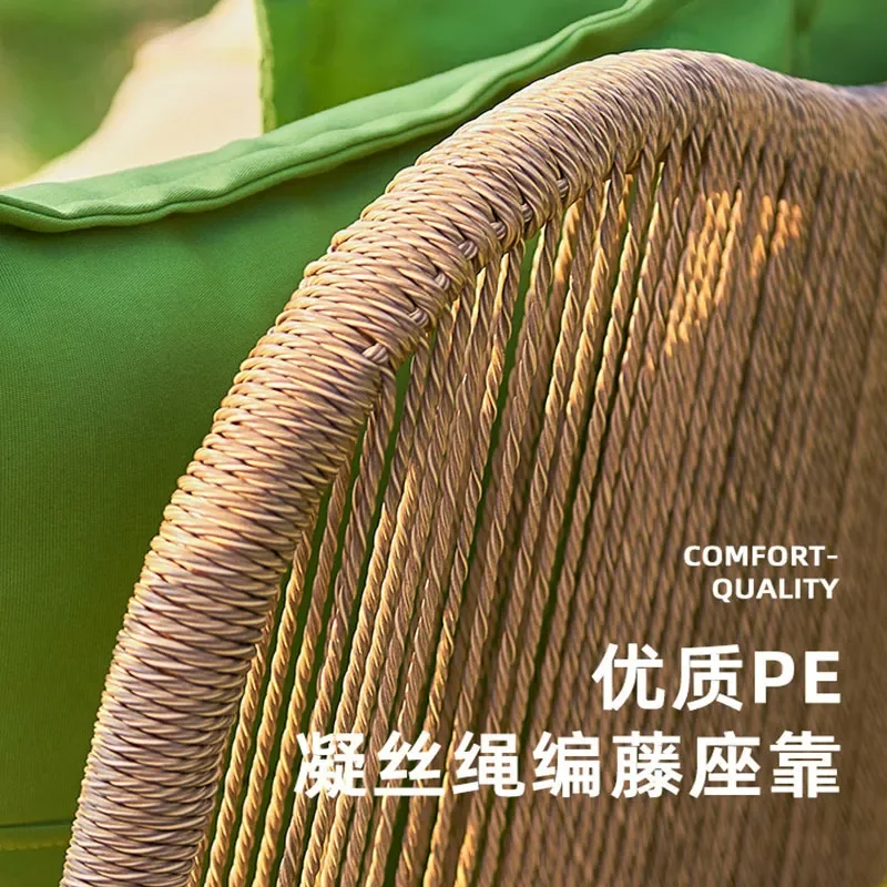 Outdoor Indoor Rattan Hanging Chair Swing for Garden Courtyard Balcony Wood Grain Color Waterproof Sun Protection Hanging