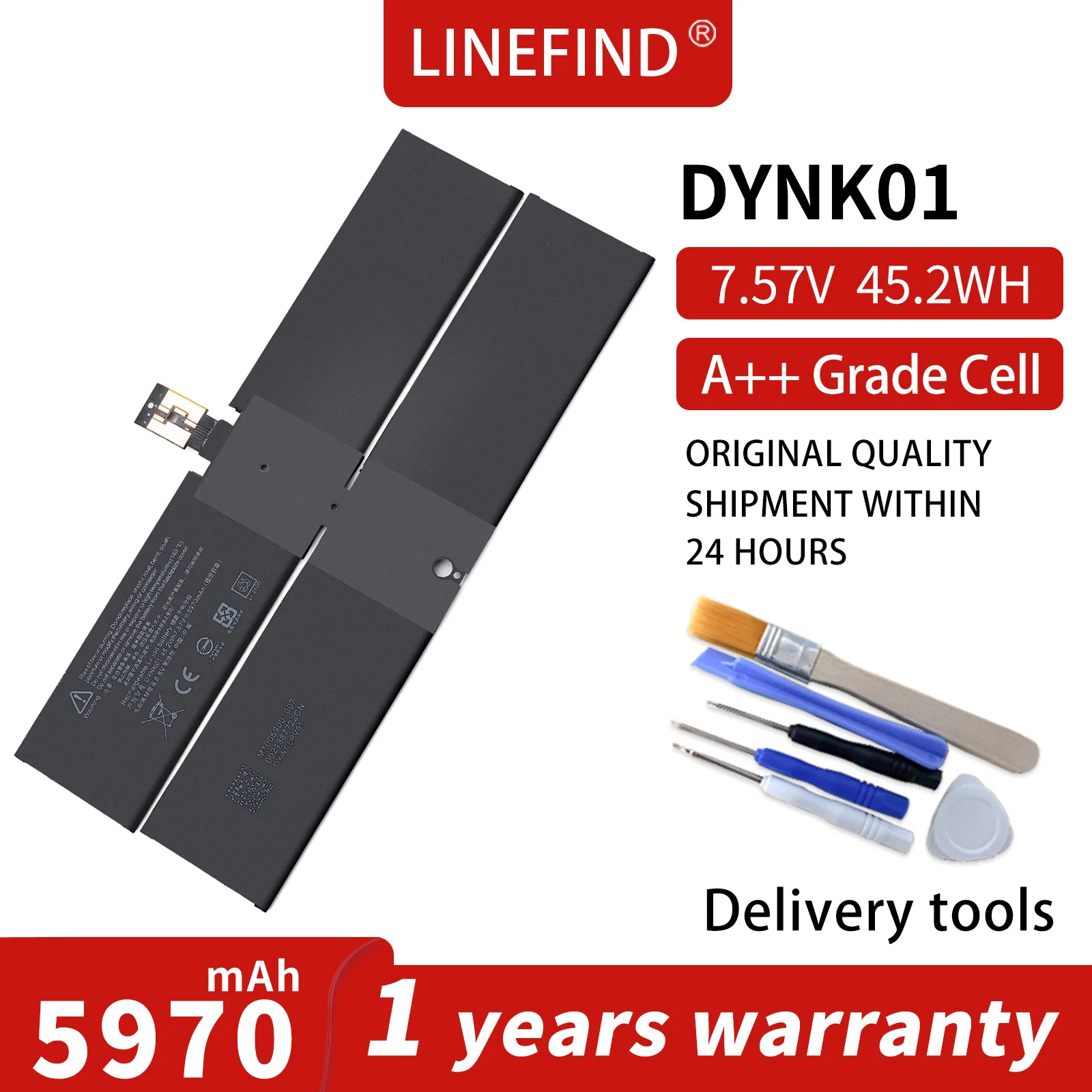 LINEFIND DYNK01 Laptop Battery For Microsoft Surface LAPTOP 1 M1769/2-LQL-00015/1769/1782 LAPTOP 2 2-DAG-00123/G3HTA036H 45.2Wh