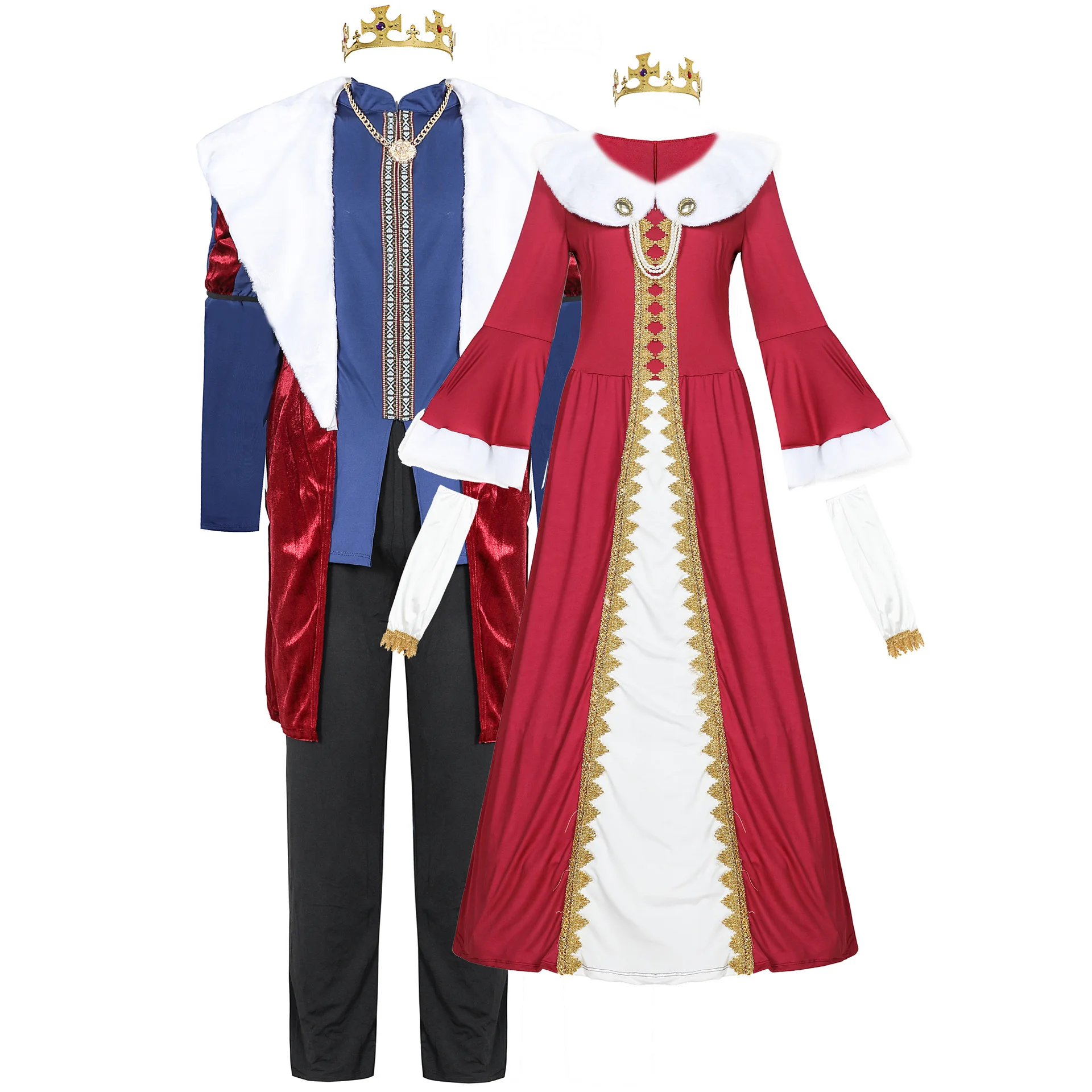 

Roman Court King Queen King Costume Large Size Men's loween Stage Performance Clothes Couple's Traditional Ethnic Outfits