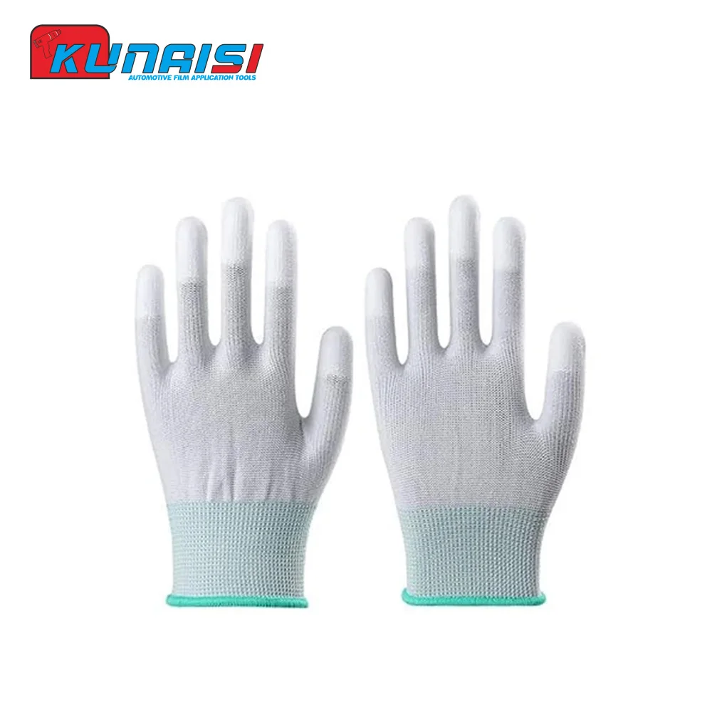 5/10pcs Car Vinyl Wrap Gloves Anti-Static Window Tint Film Install Gloves Nylon Tinting Work Safety Gloves PU Coated Fingertip