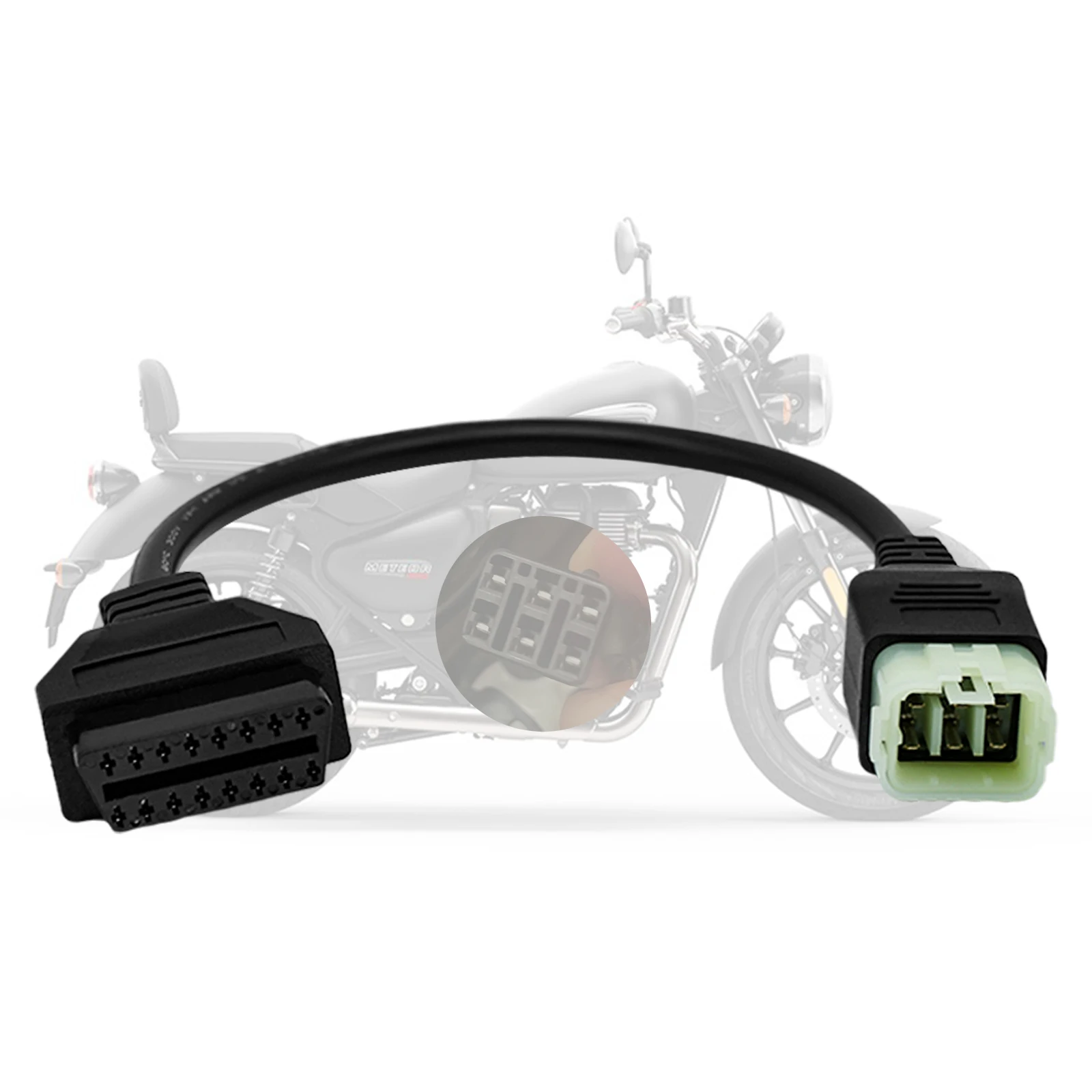 Für Royal Enfield 6Pin zu OBD2 Diagnose Kabel Für Hunter 350/Himalaya/Classic 350/Meteor 350 Motorrad OBD diagnose Kabel – Detail 1