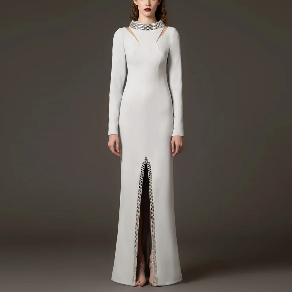 

European American celebrity elegant sophisticated featuring slit cutout heavy beading ropa mujer vestidos party dresses kleid