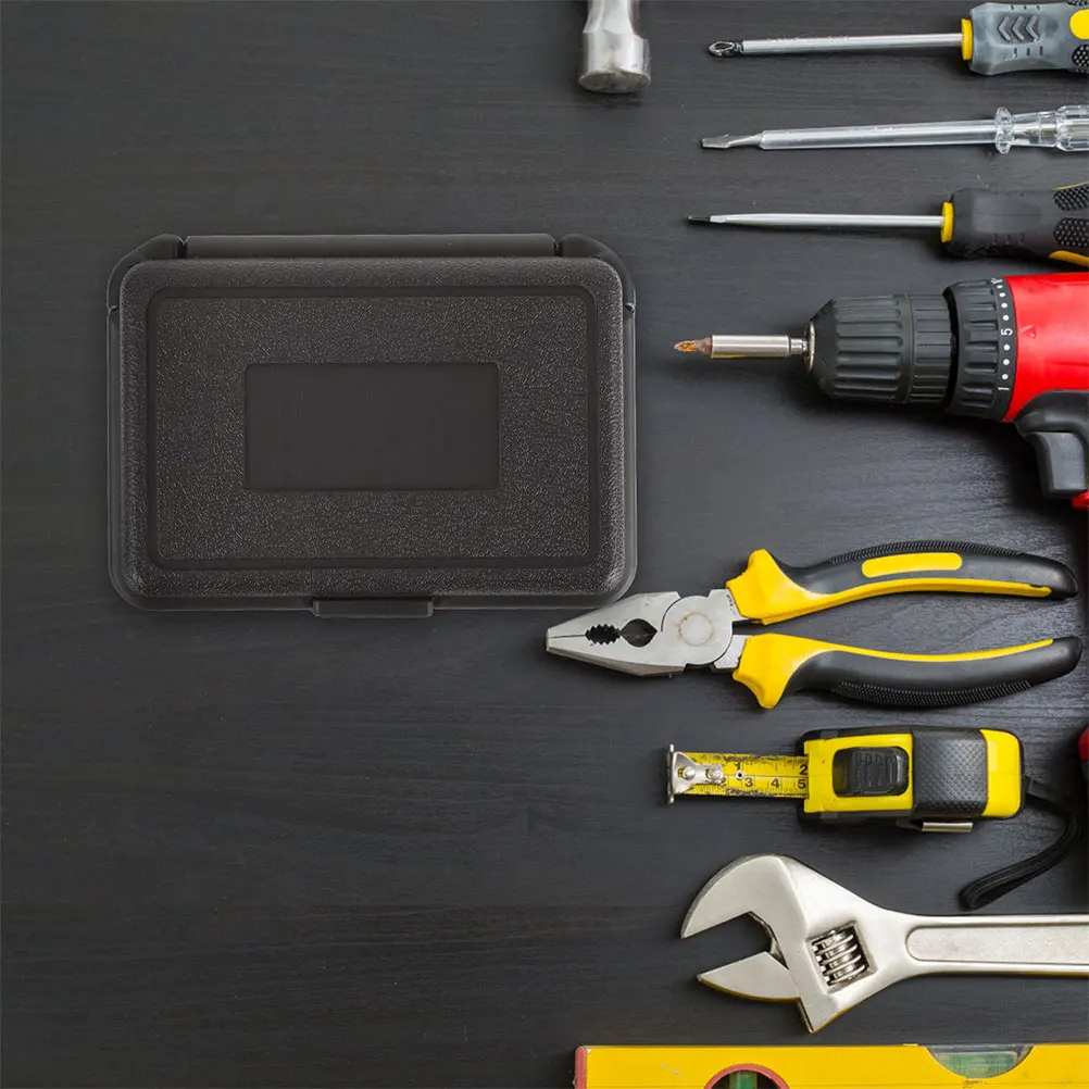 

2Pcs Portable Waterproof Tool Storage Box Black Compact Hard Carrying Case Protective Equipment Organizer for Mechanics