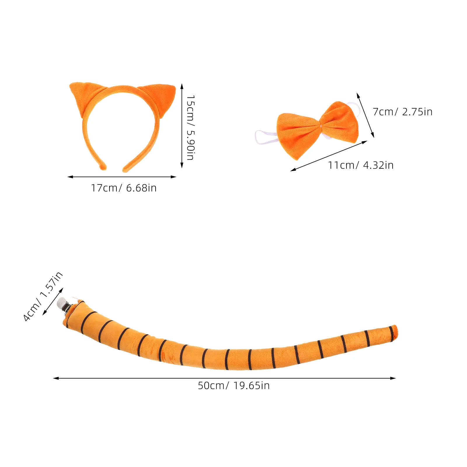 Set di animali per bambini Orecchie di gatto arancioni Fascia per capelli Coda Accessori per costumi Copricapo per ragazze Tessuti selezionati morbidi e duraturi Sicuro