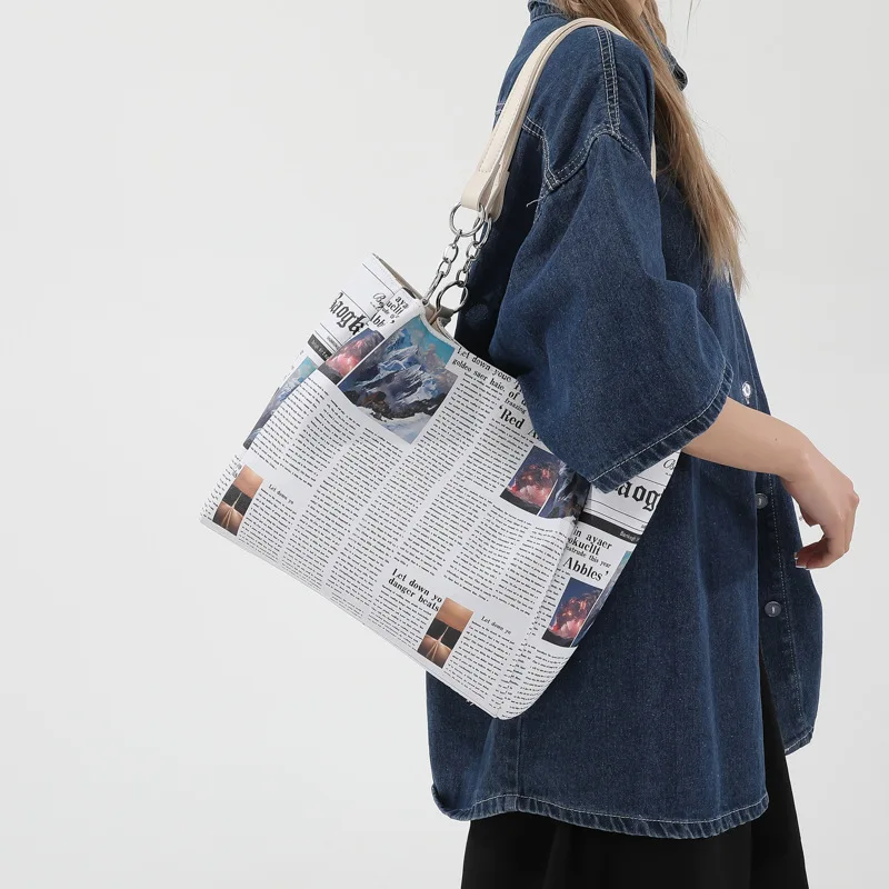 

2025 Summer Fashion Tote Bag - Korean Style Printed Large Capacity Shoulder Bag for Women - Eco-Friendly Canvas Shopping Bag