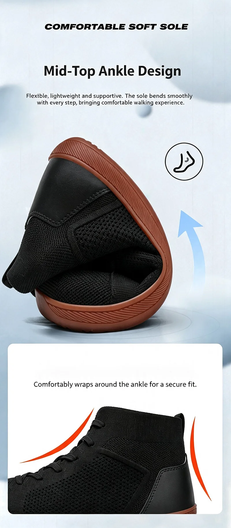 Mid-Top-Barfußschuhe für Männer und Frauen, breiter Zehenbereich, minimalistische Sneaker, atmungsaktiver Strick, Zero Drop, breiter Schnitt, lässige Walkingschuhe – Detail 10