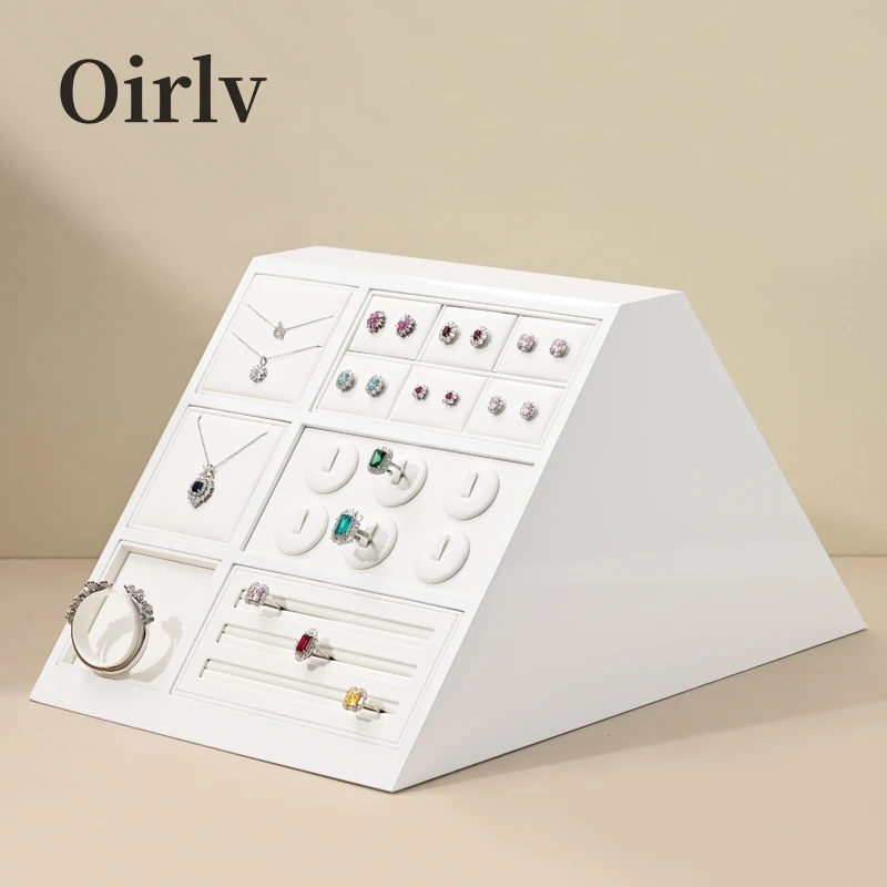 

Oirlv White Jewelry Display Stand For Store Ring Earring Necklace Bangle Jewelry Stand Display Set White Jewelry Organizer Stand