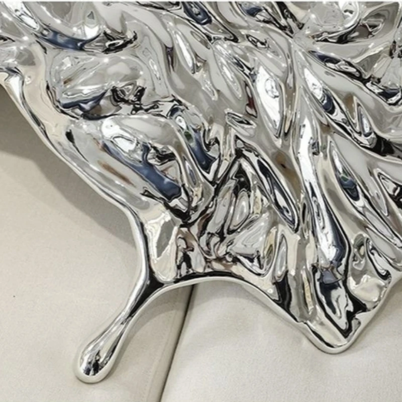 Luxury Wall Accents Modern Simple Abstraction Wall Accents Stainless Steel Water Ripple Pattern Crafts Large Metal Decoration