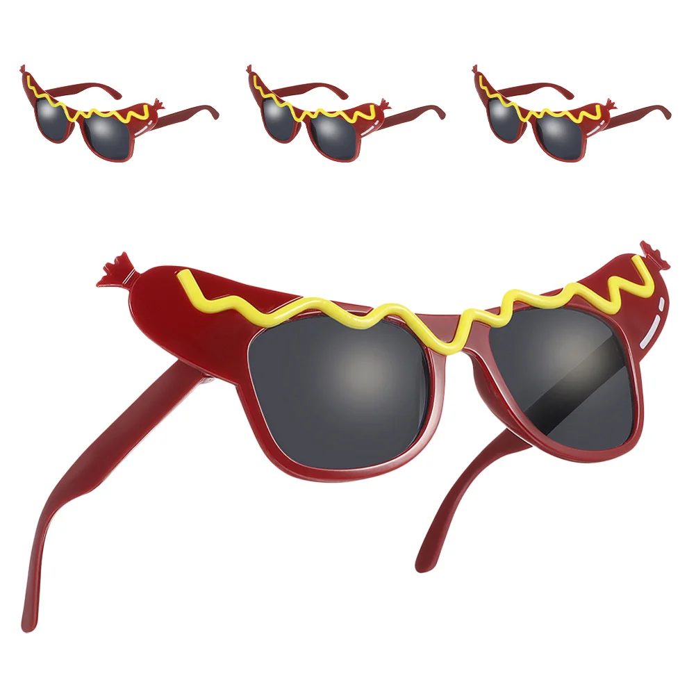

4Pcs Hot Dog Sunglasses Funny Eyewear Party Dress Up Props for Halloween Birthday New Years Eve Photo Booth Festival