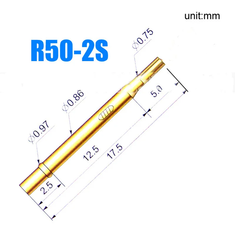 A Pack of 100 Pieces of R50-2S Test Probe Needle Tube Outer Diameter 0.86mm Length 17.5mm Spring Test Probe Socket