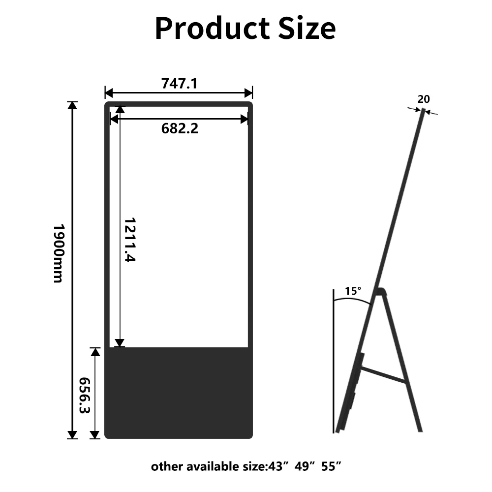 Digital Interactive Display Large Format Advertising Screen Customized 55 Inch Screen Signage Display LCD Poster Screen