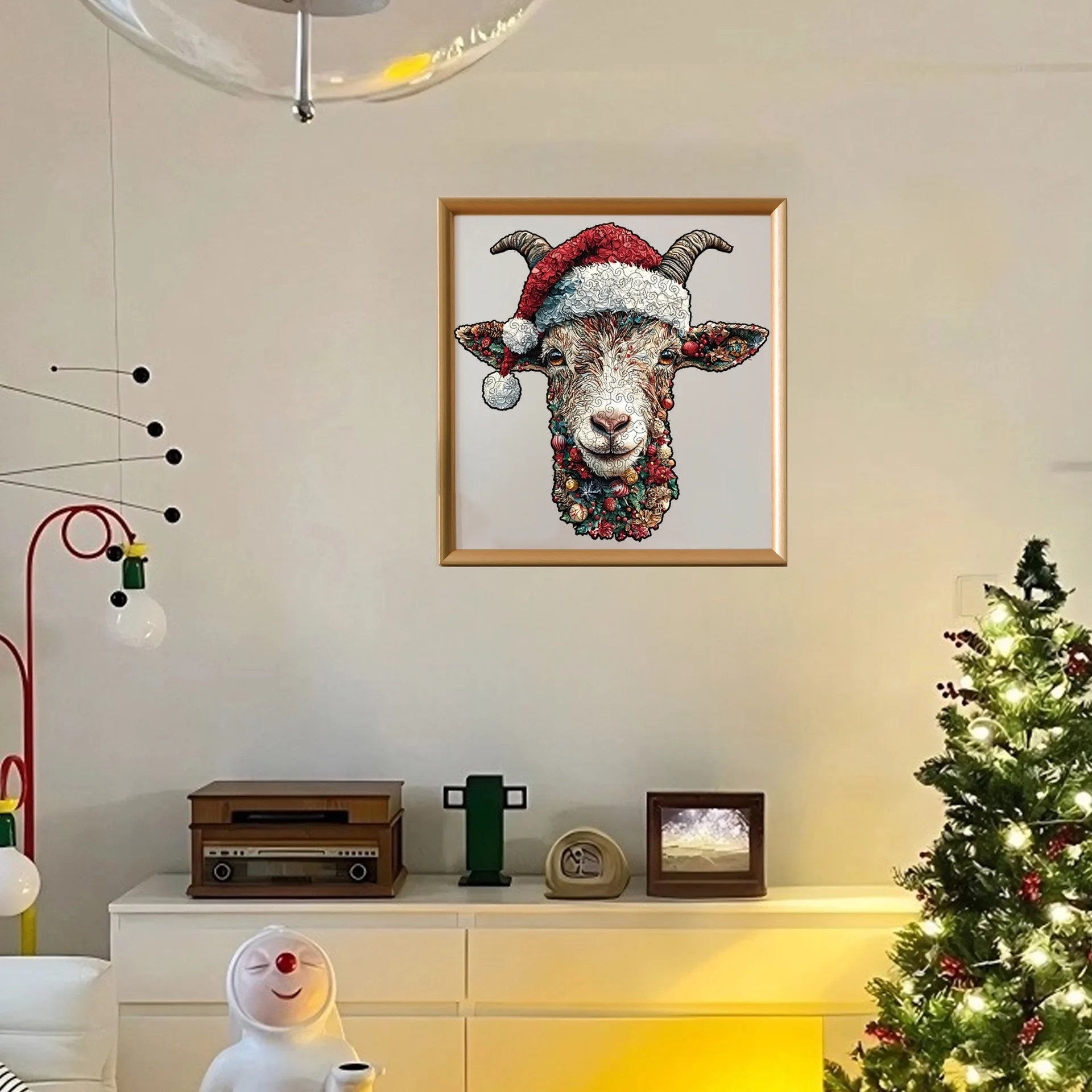 180pcs Xmas Deer Wooden Puzzle Irregular-shaped Jigsaw Puzzle Game Birthday Christmas Gifts Money Box Christmas Home Decor