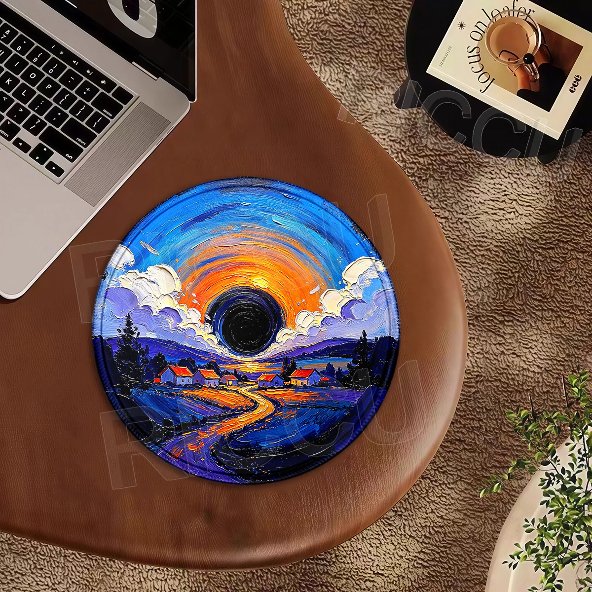 Starry Night Oil Painting Round Mouse Pad Anti-slip Desk Mat Office Desk Accessories Gaming Mouse Mat E-Sports Computer Mousepad
