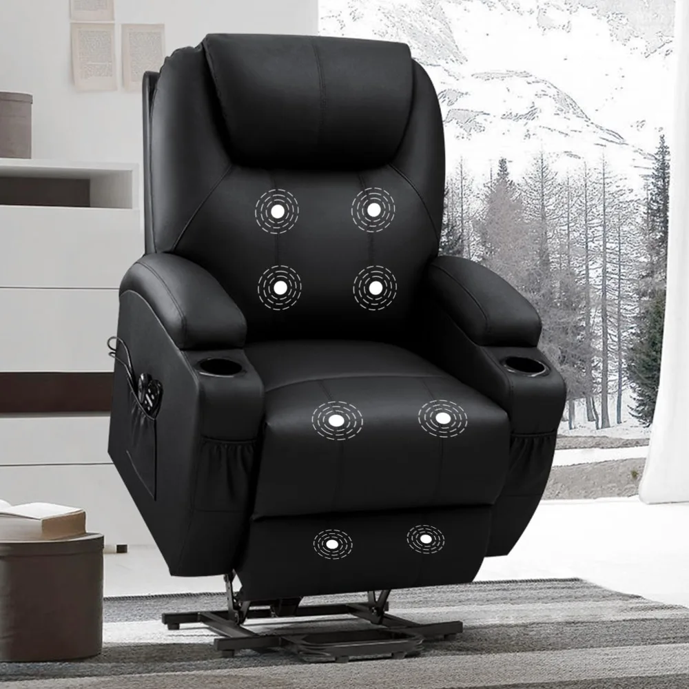 

Electric Power Lift Recliner Chair for Elderly Reclining Sofa for Living Room with Massage, Side Pockets and Cup Holders