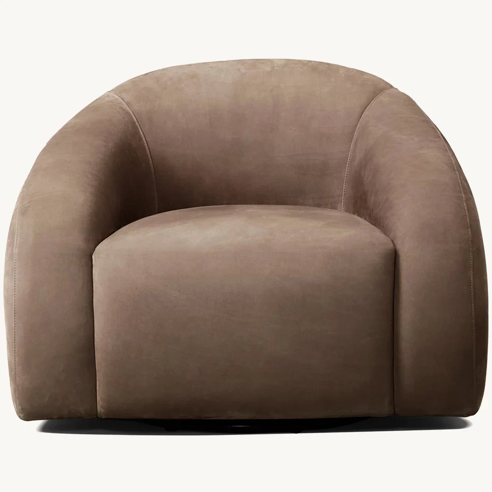 Mid-Century Modern PU Leather Chairs Single Sofa Swivel Chair for Bedroom Waiting Room