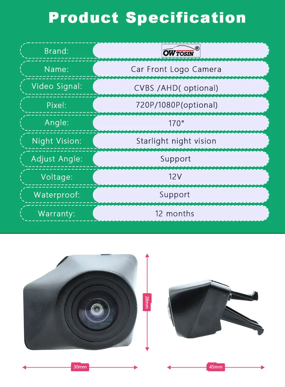 CVBS/AHD 1080P Fisheye Lens Vehicle Parking Car Camera For Kia Sportage R 2011 2012 2013 Front Logo View Camera