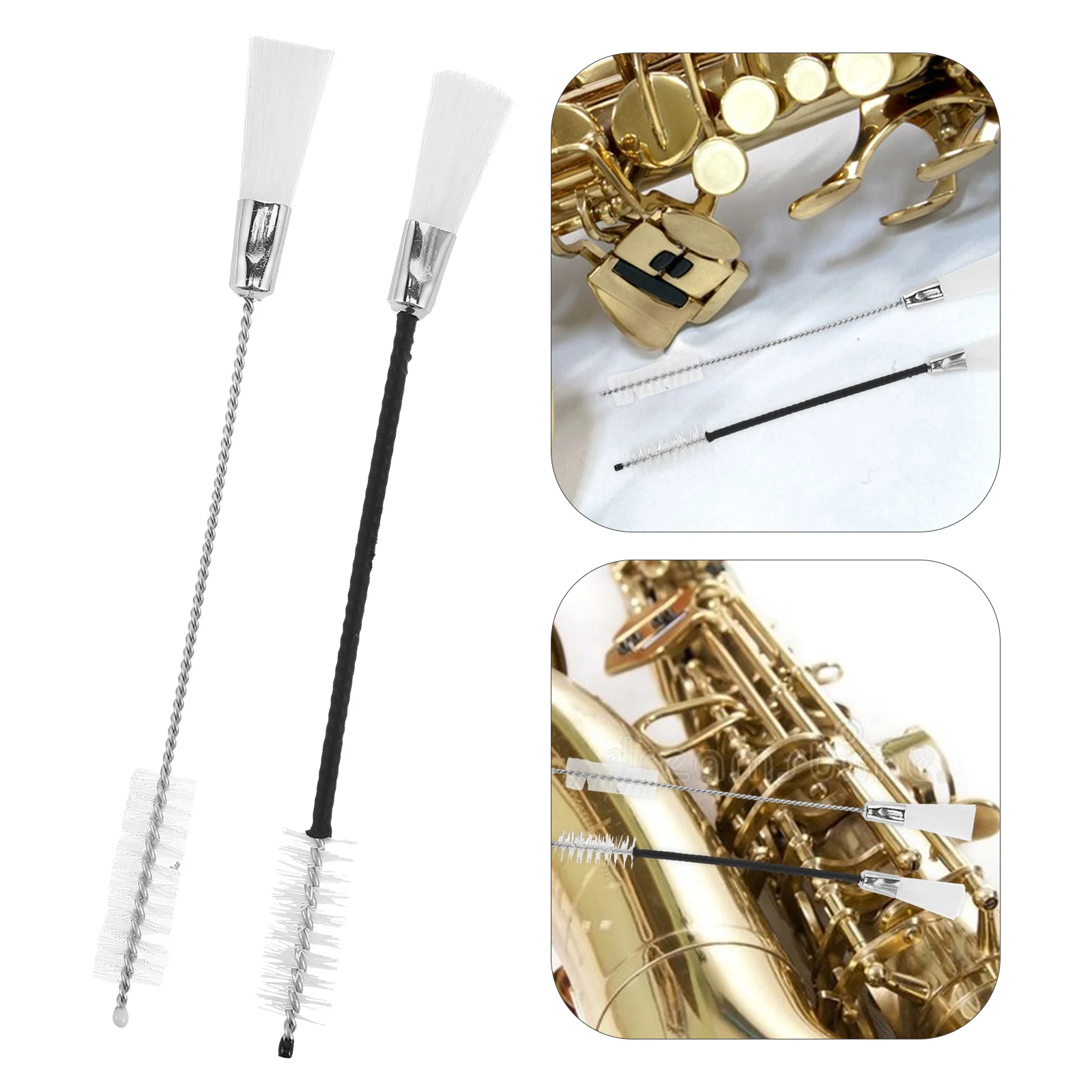 

2Pcs Saxophone Cleaning Kit Bristle Brush Set Sax Alto Tenor Tone Hole Cleaner Instrument Maintenance Dust Removal Kit