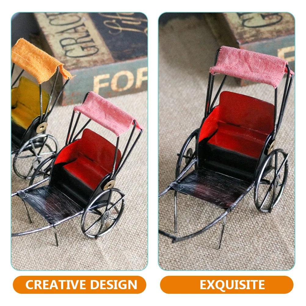 

Retro Iron Handmade Vintage Decoration Desktop Crafts Ornament Simulated Jinrikisha Gift For Friends
