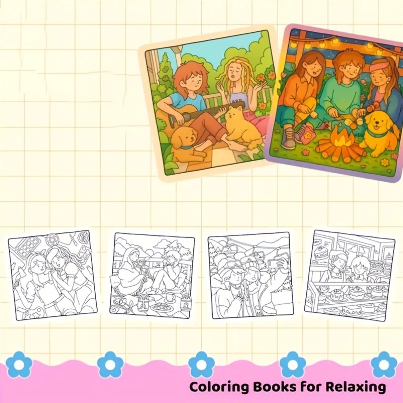 28 Pages Girls Theme Coloring Book Coloring Book, Valentine's Day Gifting, Birthday Party Gift, Drawing Supplies, Christmas