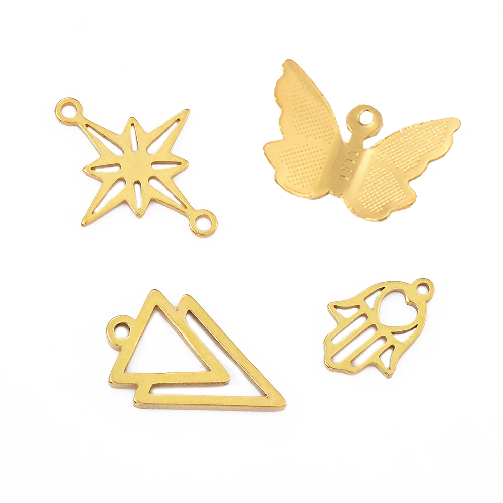 

20pcs/Lot Wholesale Stainless Steel Star/Triangle/Hand/Butterfly Charms Pendants for Making Jewelry DIY Necklace Bracelets