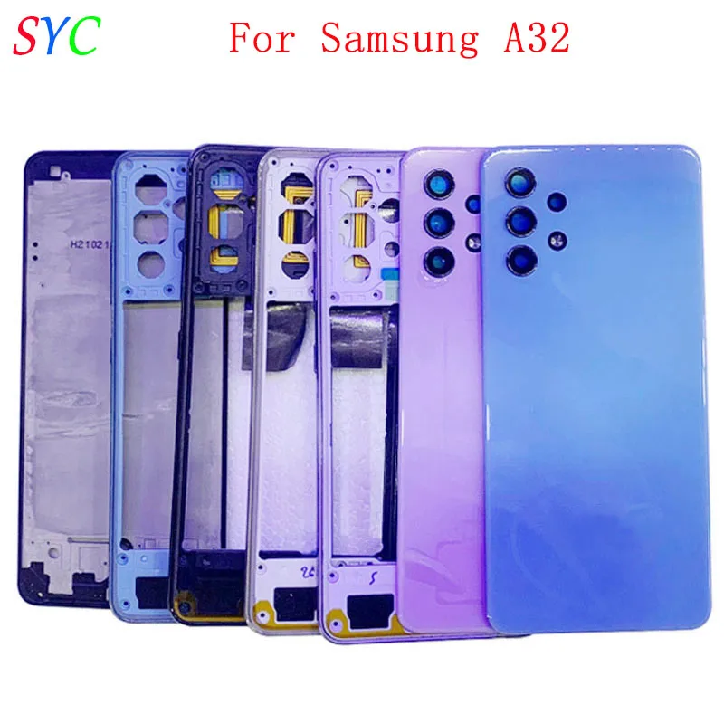 

Rear Door Battery Cover Housing Case For Samsung A32 A325 4G Back Cover with Middle Frame Camera Lens Logo Repair Parts