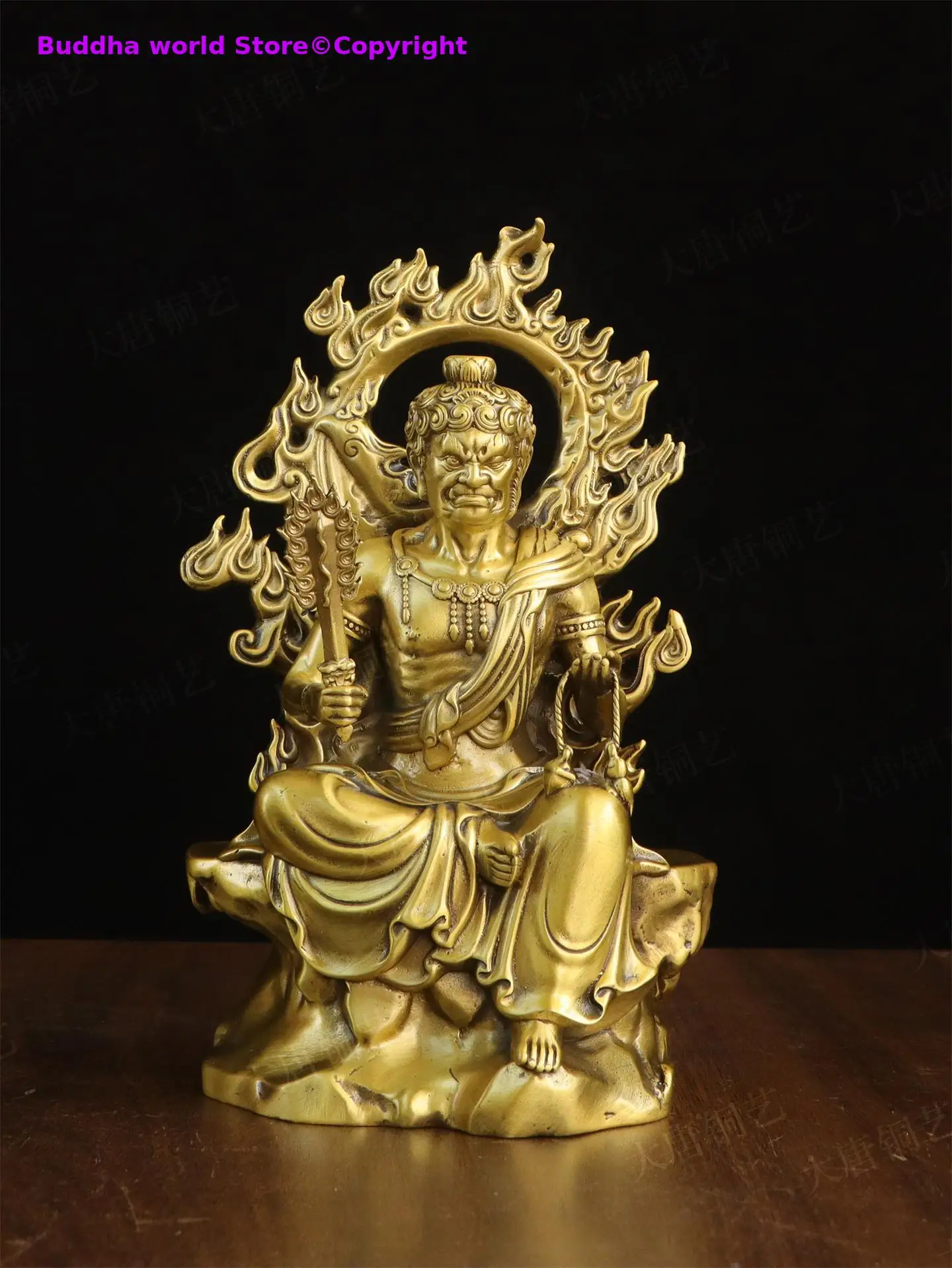 100% Handmade Copper carving Acala Acalanatha Bodhisattva buddha Bronze sculpture Exorcism Eliminate obstacles troubles statue