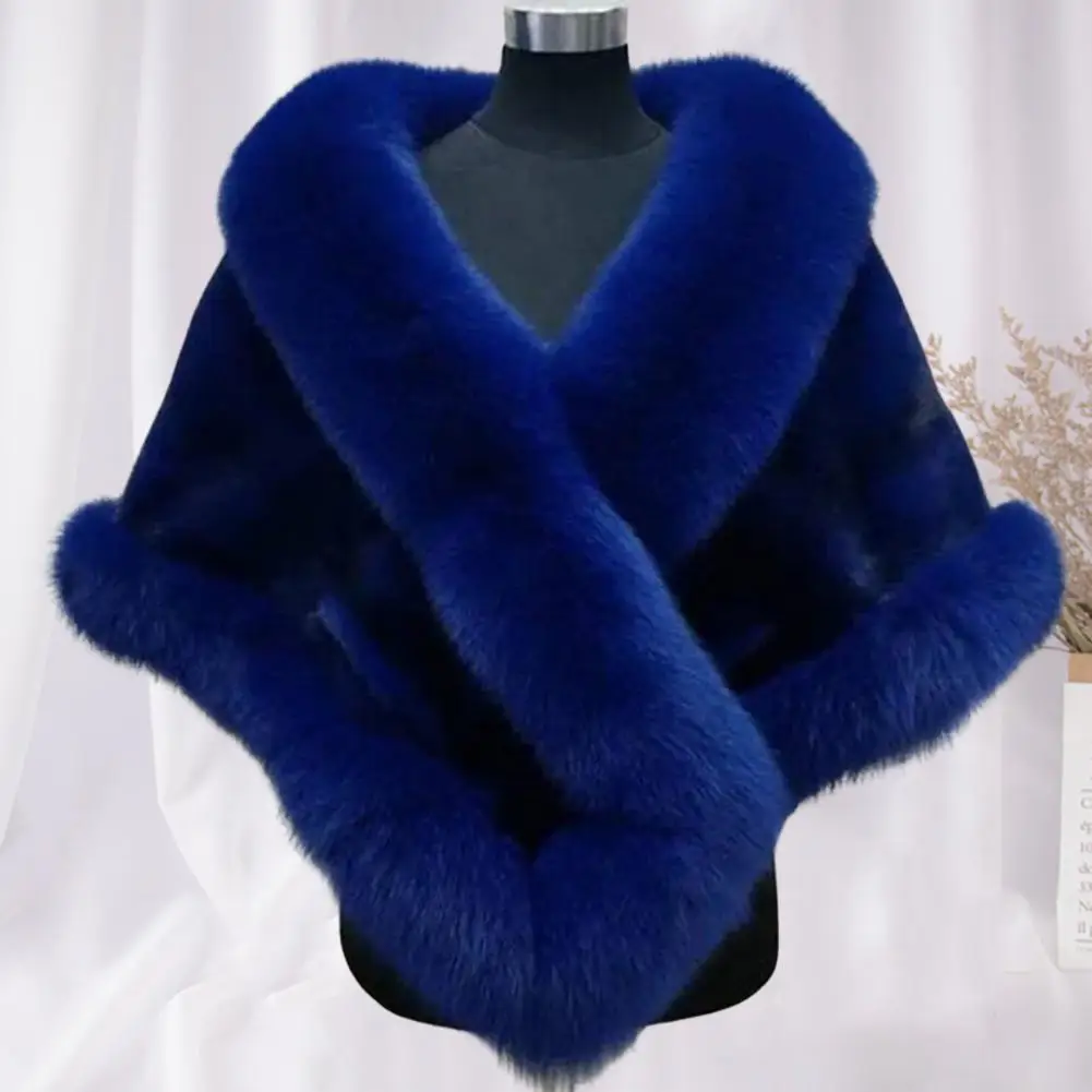 

Fashion Faux Fur Shawl Loose Fit Dress Shawl Fine Touch Women Winter Faux Mink Fox Fur Shawl Coldproof