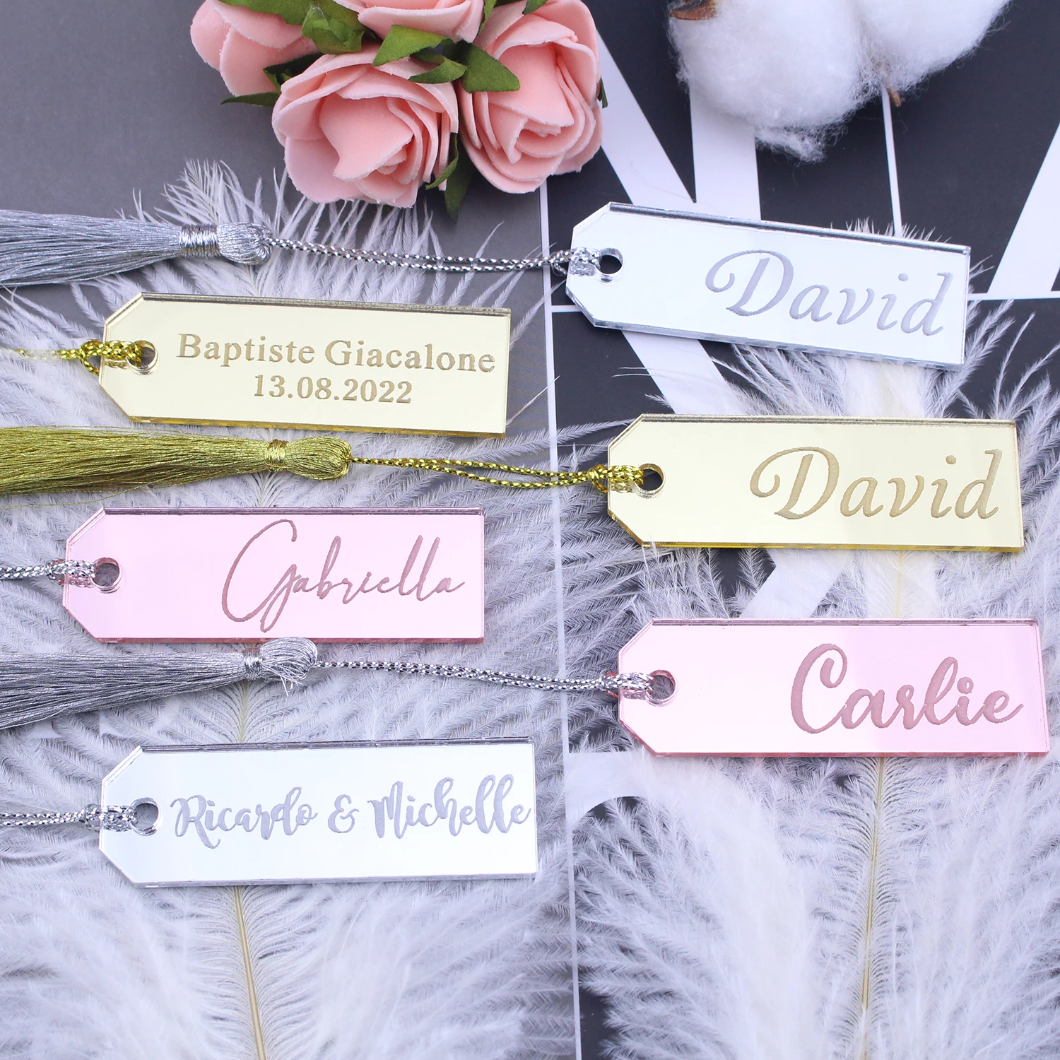 개인 새겨진 로고 골드 아크릴 술 레이블 웨딩 테이블 장식 파티 선물 펜던트 사용자 정의 이름 베이비 샤워 태그, 50 개
