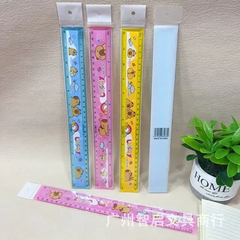 New 3Pcs Capybara clear Acrylic Straight rulers 30cm drawing Stationery supplies Measuring Drawing Tool Children's Day Gift
