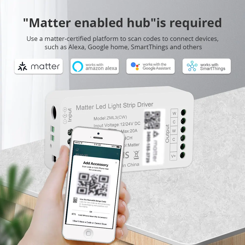 Imagem -02 - Zemismart-smart Led Controlador Driver Light Strip Matter Over Wifi cw ww Alexa Google Home App Controle Siri